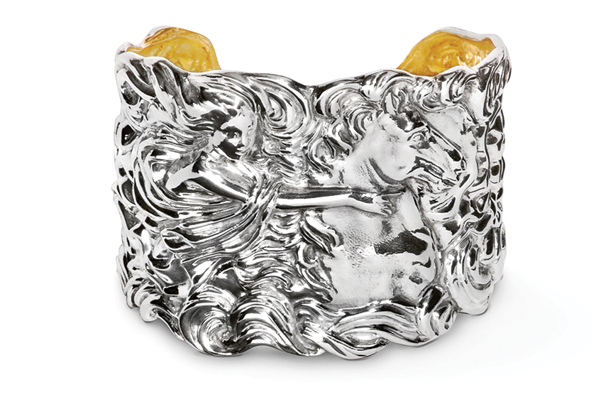 Sterling silver Horse Cuff designed by Michael Galmer. Photography by Zephyr Ivanisi and Oliver Ivanisi of [ZeO] Productions.