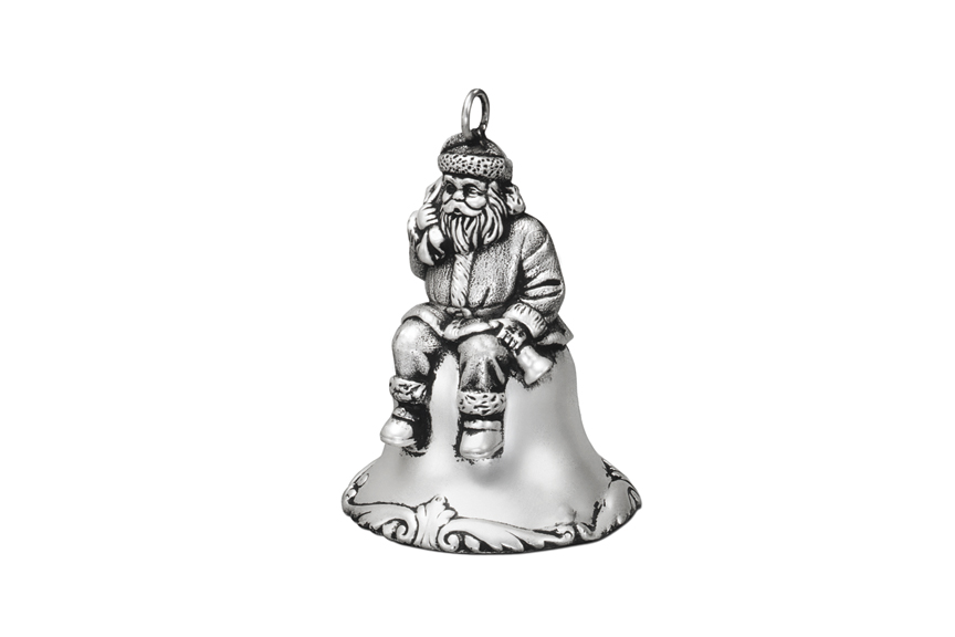 Galmer Silver Sitting Santa Bell Ornament